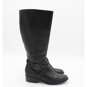 Ralph Lauren Riding Boots Womens 7 Black Leather Maryann Knee High Classic